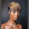StarsTears Bob Wigs for Black Women Human Hair Wig Short Pixie Cut Wig Ombre None Lace Front Wig with Bangs Glueless Full Machine Made Wig 1B/33 Color
