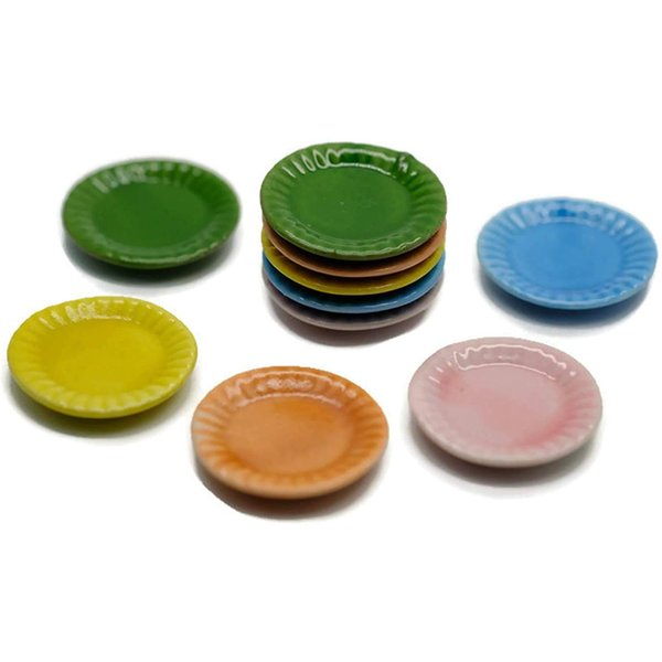 10 Mixed 4 Colour Cearmic Plate Dish Bowl Dollhouse Miniatures Food Kitchen 1 Shop for You