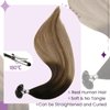 LaaVoo U Tip Hair Extensions Human Hair Ombre Dark Brown to Chestnut Brown with Ash Brown K Tips Hair Extensions Human Hair 20" Fusion K Tip Hair Extensions Real Human Hair Silky Straight 50g/s
