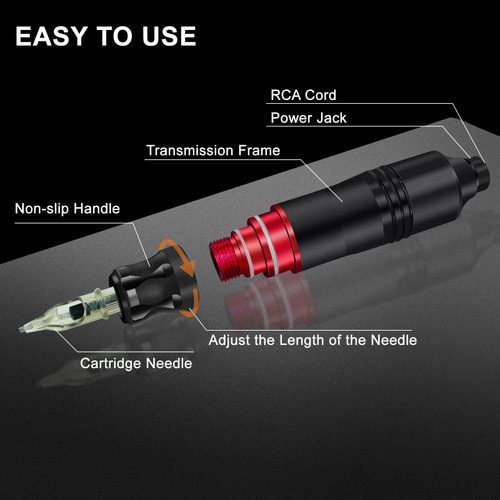 Blackbudda Tattoo Kit, Rotary Tattoo Gun Kit with Power Supply, Foot Pedal & Pigment, 10pcs Cartridge Needles Semi Makeup Practice Kit for Tattoo Artists (Black)