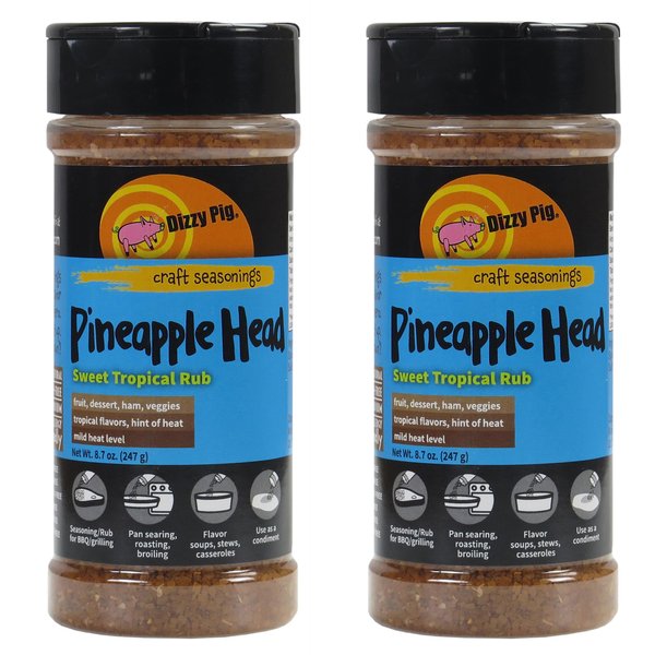 Dizzy Pig Barbecue Company Pineapple Head Seasonings - Savory Sweet (8oz Shaker, Two Pack)
