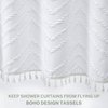 Boho Shower Curtain White Tassel Woven Fabric Shower Curtain Modern Farmhouse Textured Tufted Chevron Striped Minimalist Bathroom Hotel 72 x 72 White