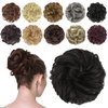 FESHFEN Messy Bun Hair Piece Hair Bun Scrunchies Darkest Brown Synthetic Wavy Chignon Ponytail Hair Extensions Thick Updo Hairpieces for Women Girls 1PCS