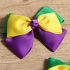 Mardi Gras Hair Bow Clips 3.5" Girls Kids Fat Tuesday Ribbon Cheer Bow Hair Pins Piece Women Circus Carnival Parade Outfit Costume Masquerade Party Decor Accessories Gift 2pcs