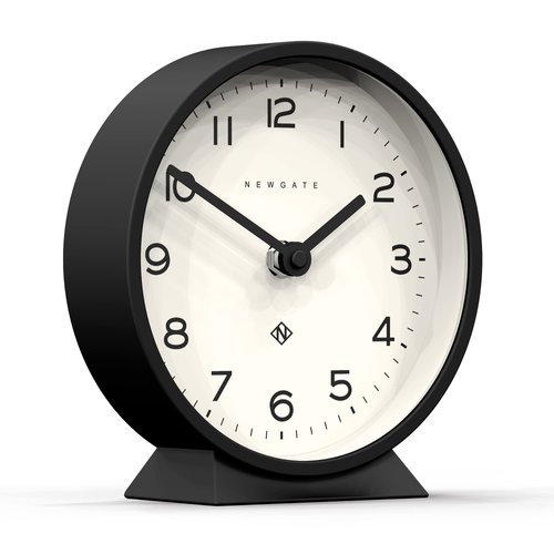 NEWGATE® M Mantel Silent Sweep Mantel Clock - 'No Tick' - A Modern Tabletop Clock - Small Clock - Living Room Clock - Office Clock - Desk Clock - Minimalist Dial (Black)