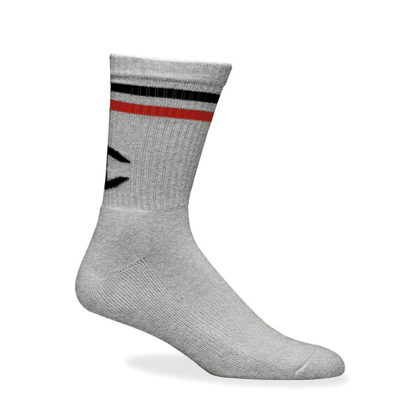 Champion LIFE Men's Big C Crew Sock, Oxford Grey/Stripe, 10-13