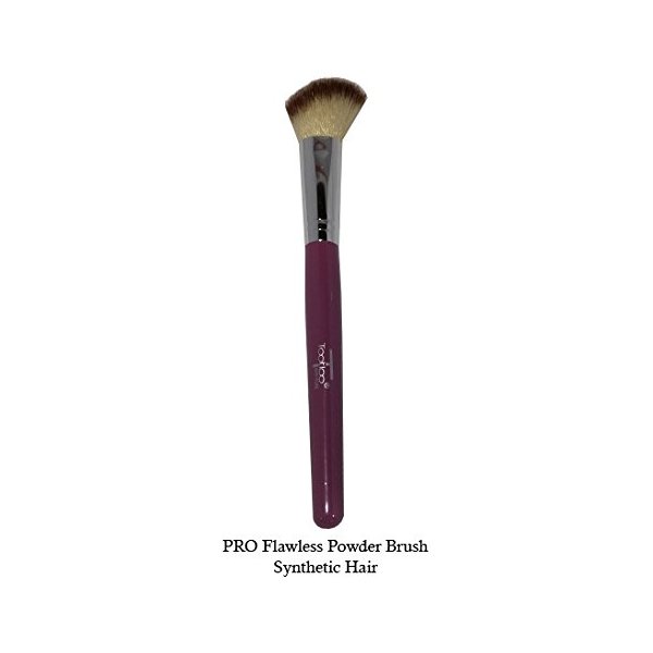 Tootloo Professional High PRO Flawless Powder Brush 2-Tone (Off-White and Light Brown) synthetic bristles 7" Black Wooden Handle. For eye shadow, blush, powder, foundation, and lips. (Lavender)