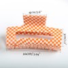 Checkered Hair Claw Clips,Pack of 1,Vintage Checkered Claw Clips Cellulose Acetate Banana Clips,Nonslip Banana Hair Clamp for Women Girls (Orange,L)