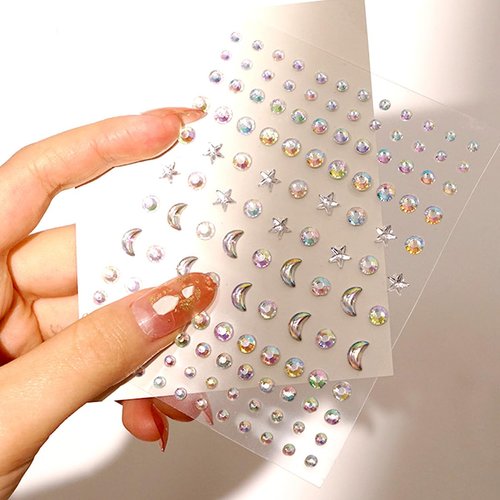 Stars Face Gems Moon Jewels Stickers for Women Eyes Body Face Hair Makup Halloween Rave Festival Party Concert Self Adhesive Gems Temporary Tattoos Concert Dress-up