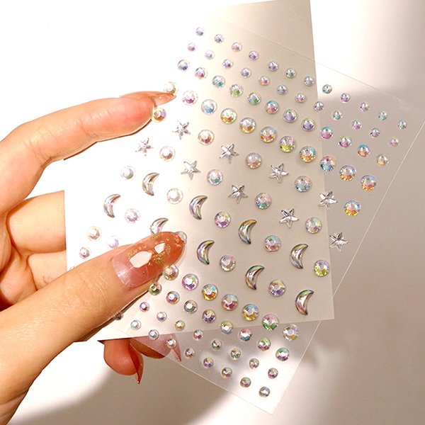 Stars Face Gems Moon Jewels Stickers for Women Eyes Body Face Hair Makup Halloween Rave Festival Party Concert Self Adhesive Gems Temporary Tattoos Concert Dress-up