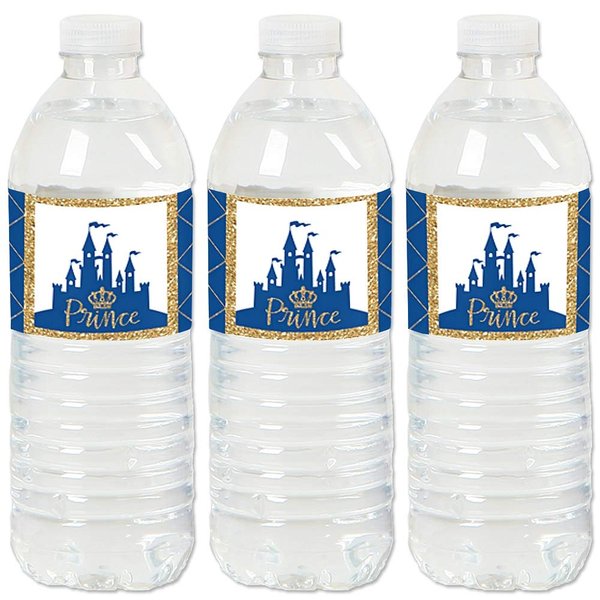 Royal Prince Charming - Baby Shower or Birthday Party Water Bottle Sticker Labels - Set of 20