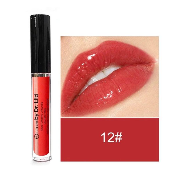 EPILYNX by Dr. Liia Vegan Moisturizing, Long Lasting Lip Gloss - Satin & Glitter - Allergen Free for Sensitive Skin - Apple Red