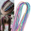 BASEMMAHER 50cs Colorful Hair Wrap String Braiding Hair Ties Hair Extensions Hair Rope Band Sturdy Rainbow String Gradient Color Braiding Yarn Strings for Women Girls Braids Hair Styling Accessories