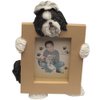 Shih Tzu, Black and White Picture Frame Holds Your Favorite 2.5 by 3.5 Inch Photo, Hand Painted Realistic Looking Shih Tzu Stands 6 Inches Tall Holding Beautifully Crafted Frame, Unique and Special Shih Tzu Gifts for Shih Tzu Owners