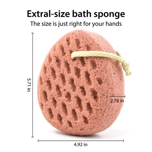 BAIMEI Bath Sponge, Sponge Loofah Body Scrubber, Shower Pouf Cleaning Loofahs Sponge, Shower Use Sponge (Pink Grey)