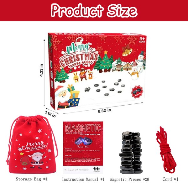 Magnetic Chess Game with Stones，Magnetic Chess,Multiplayer Magnet Board Game，Family Board Games Set - Christmas Games, Home Party Supplies