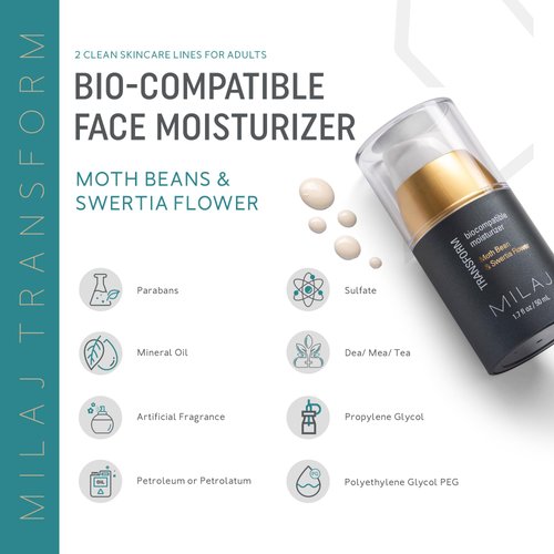 MILAJ Transform Biocompatible Face Moisturizer | Hydrating Face Cream & Lightweight Moisturizer | Gently Exfoliates & Reduces Uneven Skin Tone 1.7fl oz | Clean Skincare for Daily Use