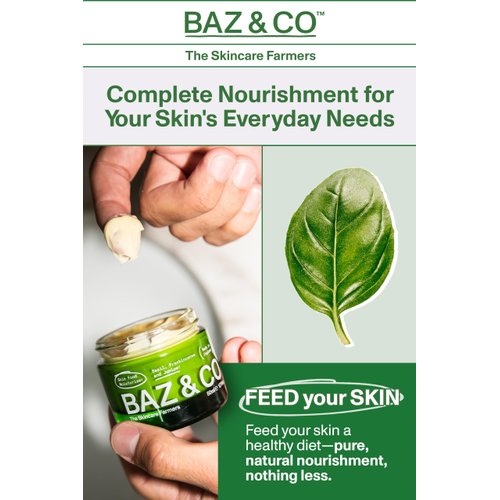 BAZ & CO Skin Food Moisturizer Face Cream for Men 1.7 Fl Oz with Basil, Frankincense and Juniper