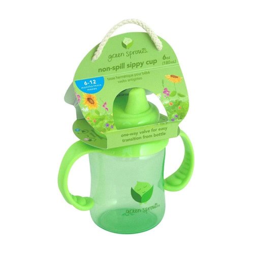 green sprouts Non-spill Sippy Cup | One-way valve for easy transition from bottle | Prevents leaks & encourages sucking, Firm spout made from safer plastic, Dishwasher safe