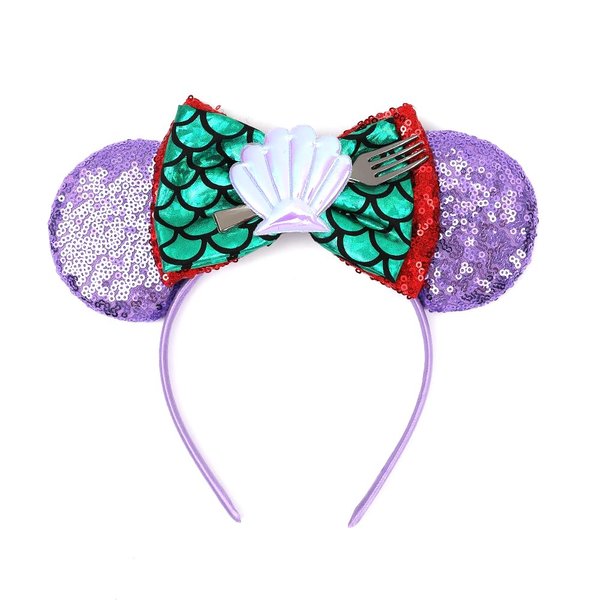 JIAHANG Mouse Ears Mearmaid Headband Sequin Bow Hair Hoop, Party Decoration Costume Headwear for Women Girls