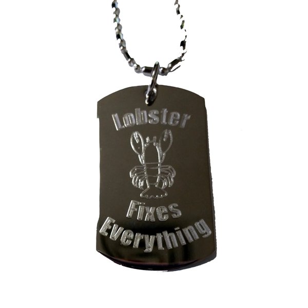 Hat Shark Lobster Fixes Everything - Luggage Metal Chain Necklace Military Dog Tag