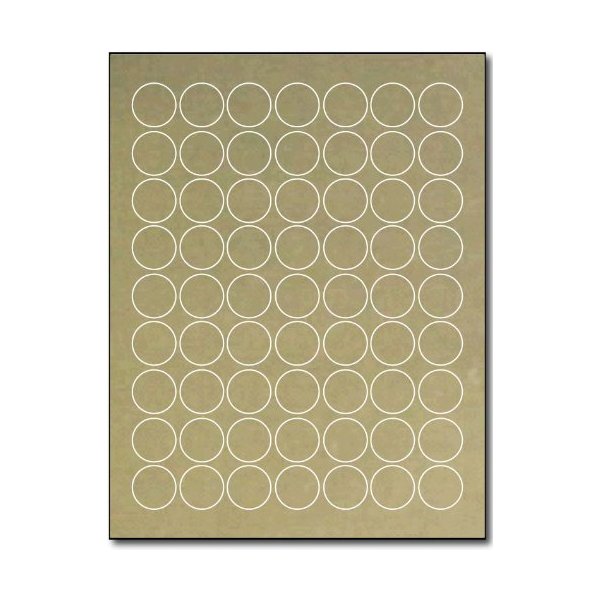 Laser Gold Foil 1" Round Labels for Laser Printers - 10 Sheets / 630 Labels