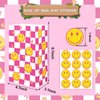AnyDesign 24 Count Hot Pink Checkered Smile Face Paper Party Bags with Tag Stickers for Preppy Party, Birthday, Bachelorette, Baby Shower