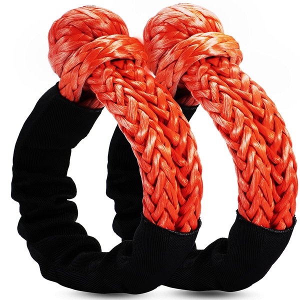 SCHTUMPA Soft Shackle 1/2' X 22 Inch (57,000LBS) Breaking Strength, Synthetic Road Recovery Rope for Sailing SUV ATV 4X4 Truck Jeep 2 Pack -Safer Than Metal Shackle