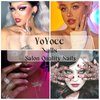 YoYoee Press on Nails Short Black French Fake Nails Almond Cute Tips Acrylics Full Cover False Nails for Women and Girls 24PCS
