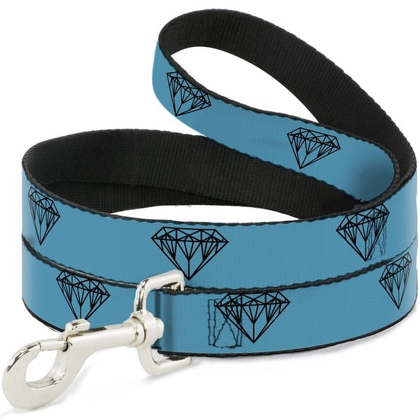 Dog Leash Diamond Sketch Turquoise Black 4 Feet Long 1.0 Inch Wide
