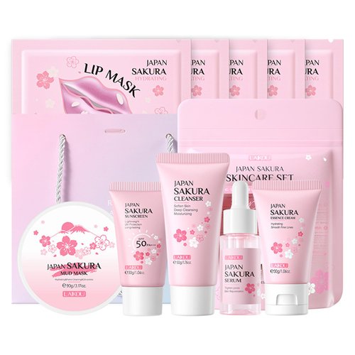 10Pcs Skincare Set - Travel Essentials for Women - Birthday Gifts for Teen Girls - Hydrating Skin Care Set - Smooth Skin- Cleanser, Serum, Cream,Sunscreen, Mud Mask - Rejuvenate Mini Travel Essentials