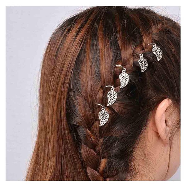 Olbye Silver Star Hair Ring Pin Simple Hair Accessories Minimal Hair Barrette For Women and Girls (Silver Leaf)