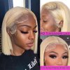 13X4 Straight 613 Blonde Blunt Cut Bob Wig Human Hair Lace Front Wigs For Black Women Pre Plucked With Baby Hair Wear and Go Glueless Wigs Human Hair HD Transparent Honey Blonde Bob Lace Frontal Wigs