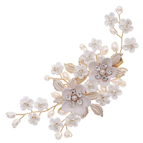 Bridal Crystal Rhinestone Hair Accessories: Pearl Flower Barrettes, Headpieces, and Hair Pins for Women and Girls