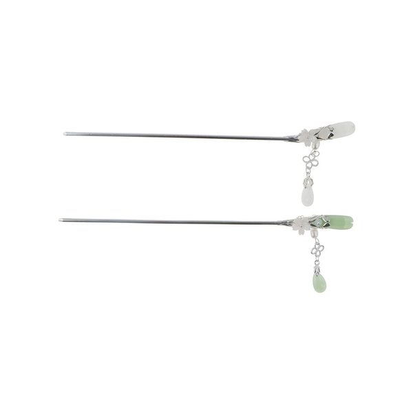 2 Pcs Retro Style Flower Metal Hair Stick Chinese Hair Chopsticks Pearl Tassel Hair Pin Chignon Pin Hair Styling Accessories for Women Long Hair
