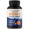 Triple Strength Omega 3 Fish Oil 3600 mg | EPA & DHA | Over 2100mg of Omega-3 Fatty Acids | Over 1300mg EPA + 860mg DHA | Best Essential Fatty Acids | Premium Burpless Softgel Supplements (180 Ct)