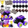 Purple Monster Truck Cake Topper Monster Truck Cupcake Toppers For Monster Truck Party Decorations Monster Truck Birthday Decorations