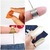 11Pcs Sewing Thimble Finger Protectors, Adjustable Metal Copper Finger Thimble Silicone Leather Thimble Finger Tips Finger Shield Ring Fingertip Quilting Sewing Supplies for Embroidery Needlework(B)