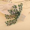 Teyglen Bridal Green Crystal Hair Comb Rhinestone Wedding Hair Comb Hair Accessories for Bride Bridal Hair Piece Headpiece for Women Girls (Green)