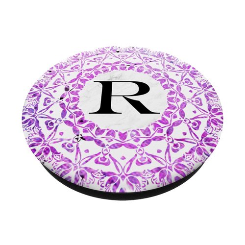 Cell Phone Pop Up Grip Holder,Monogram Mandala White Pink R PopSockets Grip and Stand for Phones and Tablets