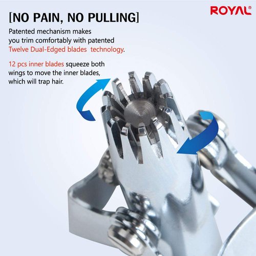 ROYAL DIY KIT [Made in Korea] Nose Hair Trimmer for Men Birdie, Manual, Battery-Free, Waterproof, Painless with Twelve Dual-Edged Blades, Present, Gift, Patented Mechanism ET-4