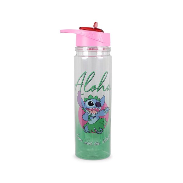 Silver Buffalo Lilo and Stitch Aloha Double Wall Tritan Water Bottle | BPA-Free Plastic Bottle With Screw Top And Flip-Up Straw Lid | Sports Hydration | Holds 18 Ounces