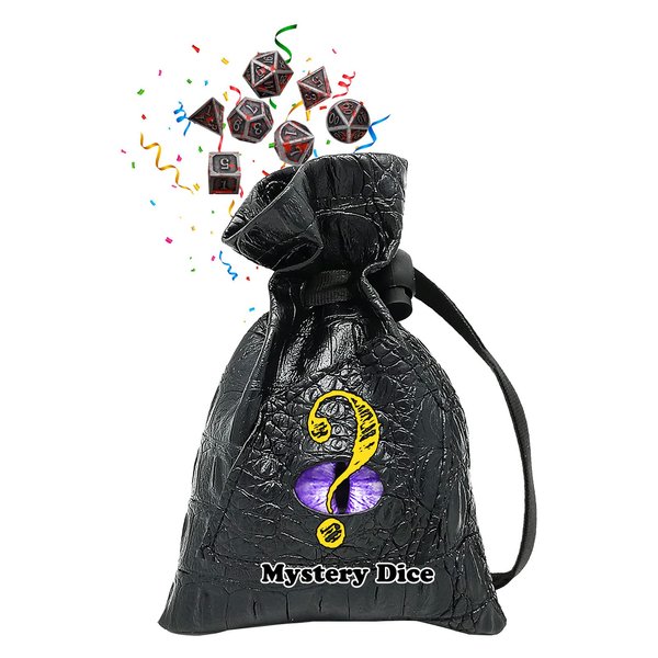 Haxtec Mystery Dice Bag with Metal Dice Set Dragon Eye Dice Pouch Drawstring PU Leather Dice Holding D&D Dice Dungeons and Dragons Accessories DND Gifts Stocking Stuffers