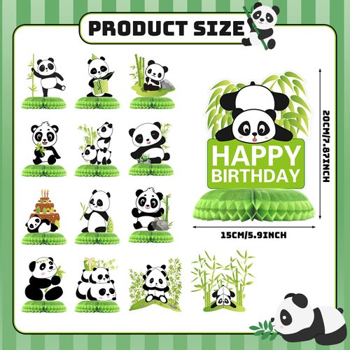 Demissle 14 Pieces Panda Party Decorations Panda Honeycomb Centerpieces Panda Party Supplies Cute Paper Table Centerpieces Birthday Party Table Decoration