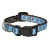 Xsmall Blue/Brown Puppy Paws Dog Collar: 1/2" wide, Adjusts 6-12" - Made in USA.