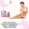 Bee-Youtiful Beauties Whipped Shea + Beeswax Body Butter | Hydrating Moisturizer with Shea Butter, Mango Butter Cocoa Butter, & Beeswax for Nourishing Body Care - 2oz - Warm Vanilla