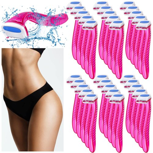 Honoson 30 Pieces Bikini Razors Beauty Razor Bikini Line Trimmer T Type Personal Women Bikini Razor Small Armpit Trimmer for Girls Body Cosmetic(Rose Red)