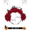 Woeoe Halloween Skull Headband Day of the Dead Costume Flower Crown Red Rose Floral Spider Headpiece Accessory for Women and Girls