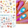 12 Sheets Ocean Nail Stickers, Summer Nail Art Decals Water Transfer Nail Art Stickers Dolphin Shell Starfish Seahorse Cute Marine Animals Design Sea Beach Nail Art Accessories for Women DIY Manicure