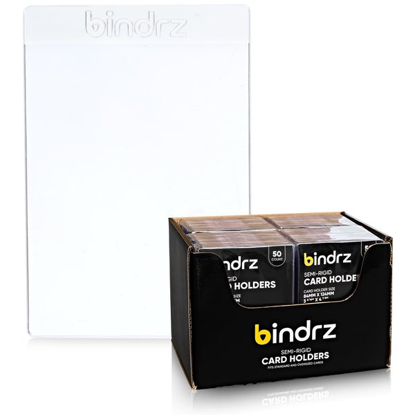 bindrz 200 Semi Rigid Card Holder - 3 5/16” x 4 7/8” with a 1/2” Lip - PSA, BGS, SGC & CSG Grading Submission Sleeves Holders for CCG TCG MTG and Sports Cards (200)